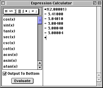 f(2.001) = 3.00004