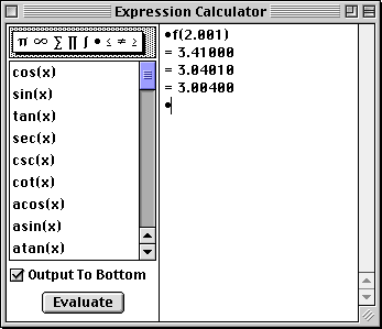 f(2.001) = 3.00400