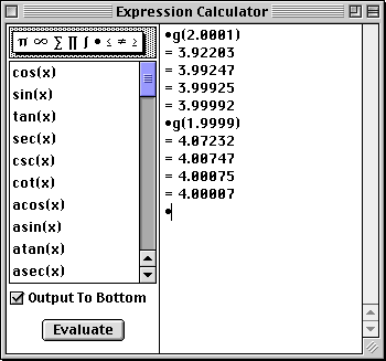 Limit of g(x)