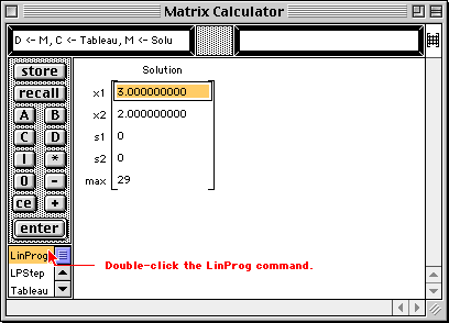 LinProg Solution of Matrix3