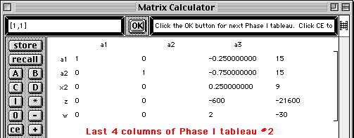 Last 4 columns of the second tableau