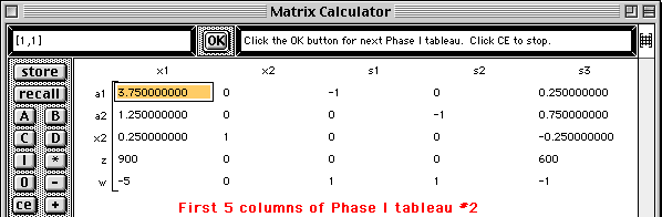 First 5 columns of the second tableau