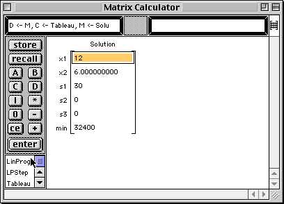 LinProg Solution of Matrix4