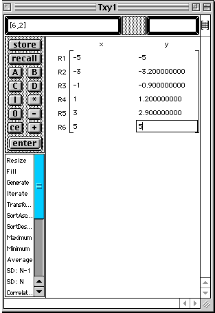 Data table with six rows of data