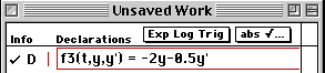Second order diff Eq entered in Work window