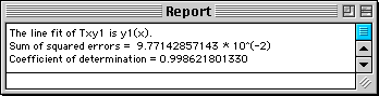 Output from least square line fit