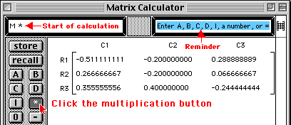 Matrix multiplication button clicked