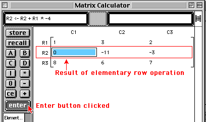 Result of elementary row operation