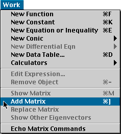 Select Add matrix Work menu item